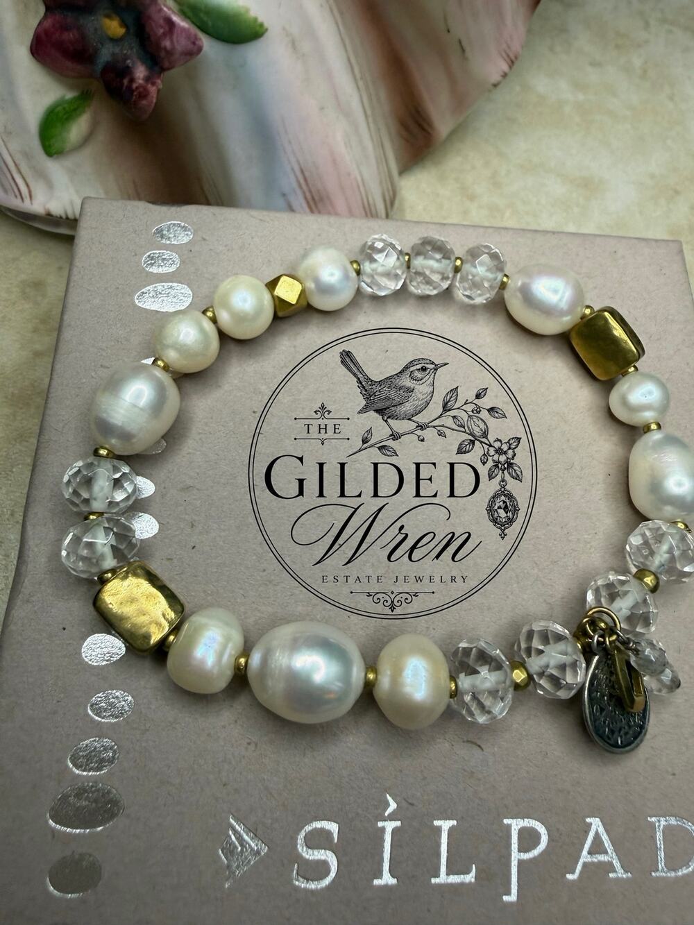 Retired Silpada B3168 Down to Earth Pearl Quartz Bracelet Display Sample 2015